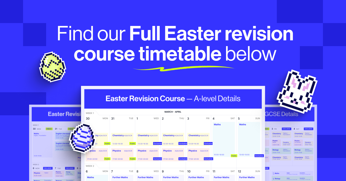 Find the full Easter revision course timetable below