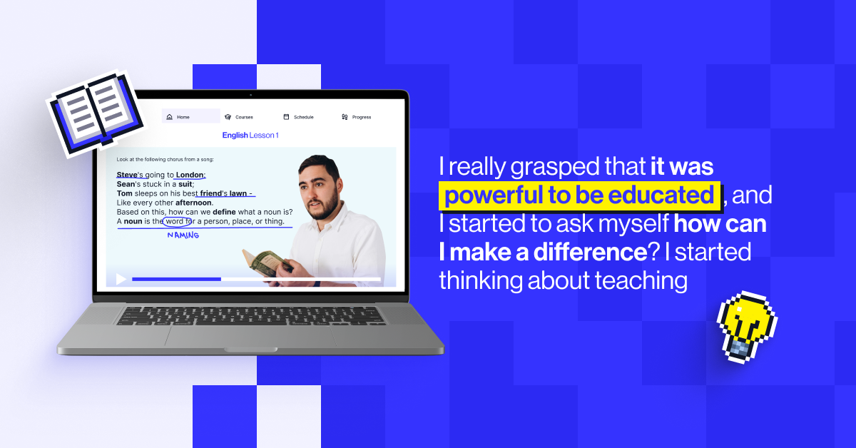 "I really grasped that it was powerful to be educated, and I started to ask myself how can I make a difference? I started thinking about teaching.” - Alex Sarychkin