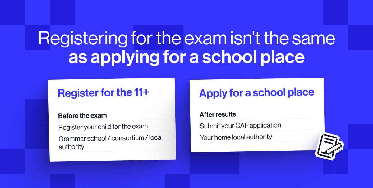 Registering for the 11+ and applying for a school are two different things