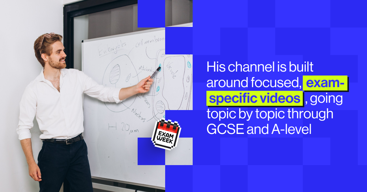 His channel is built around focused, exam-specific videos, going topic by topic through GCSE and A-level Biology content and pairing each one with the kind of exam technique that turns solid knowledge into strong marks.