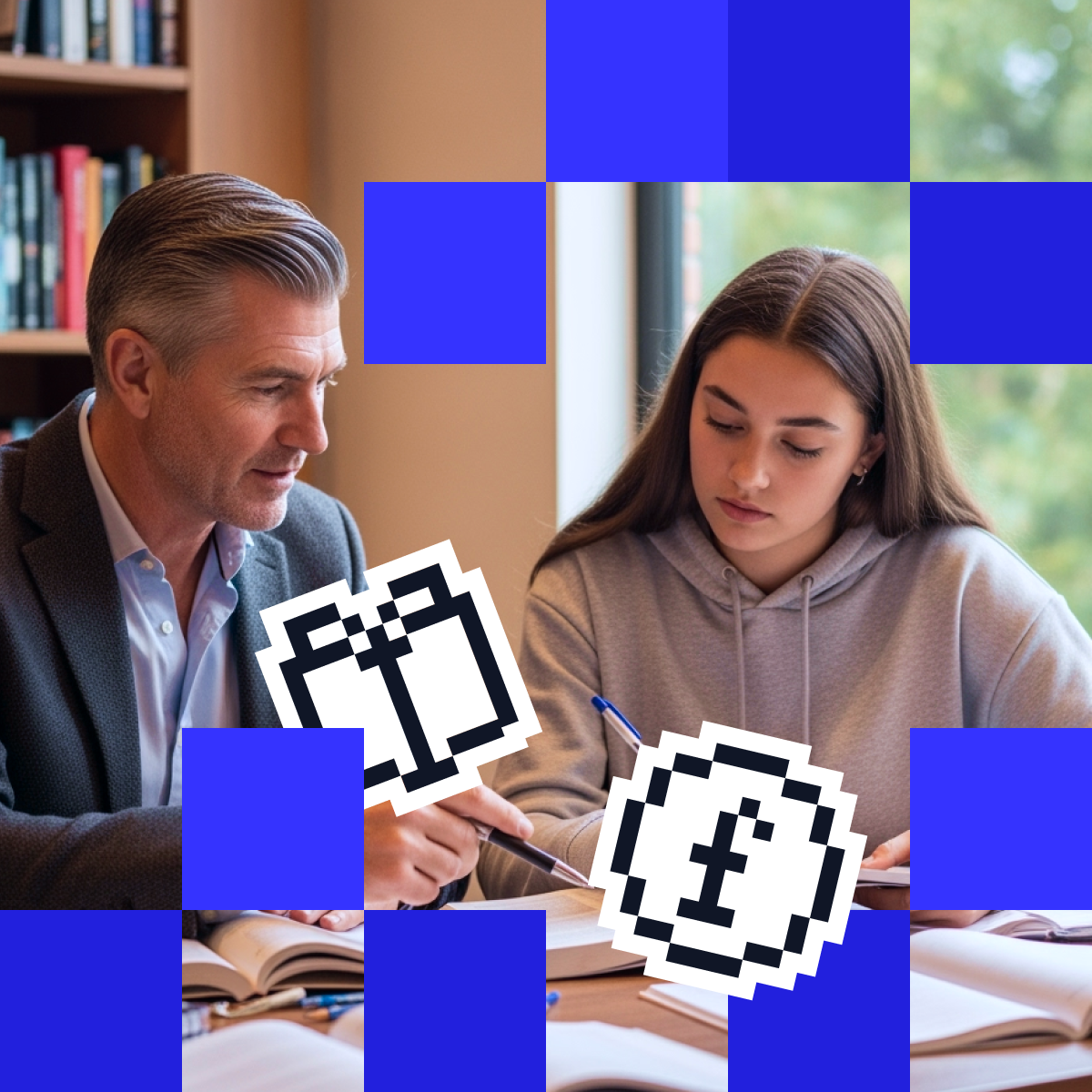 Young student studying with private tutor