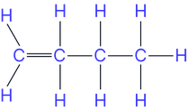 Structural formulas showing examples of positional isomers and chain isomers in alkenes, including but-1-ene, but-2-ene, and 2-methylpropene.