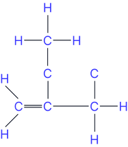 Structural formulas showing examples of positional isomers and chain isomers in alkenes, including but-1-ene, but-2-ene, and 2-methylpropene.