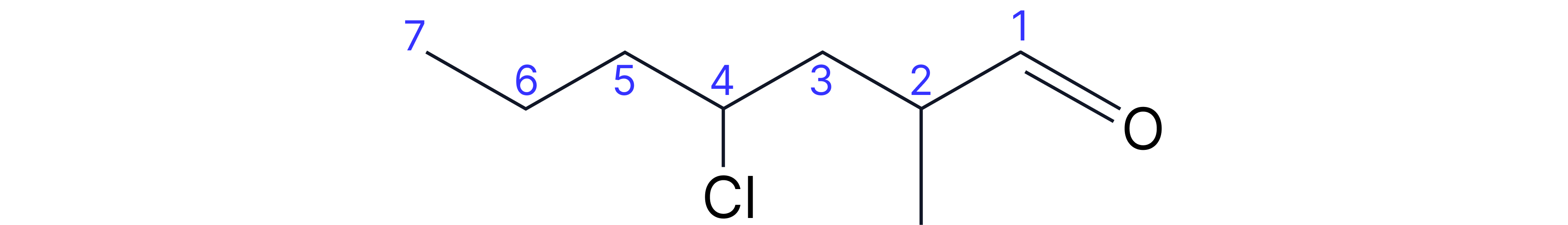 Skeletal formula of a branched seven-carbon alkene, numbered to show the parent chain and the position of the carbon–carbon double bond for IUPAC naming.