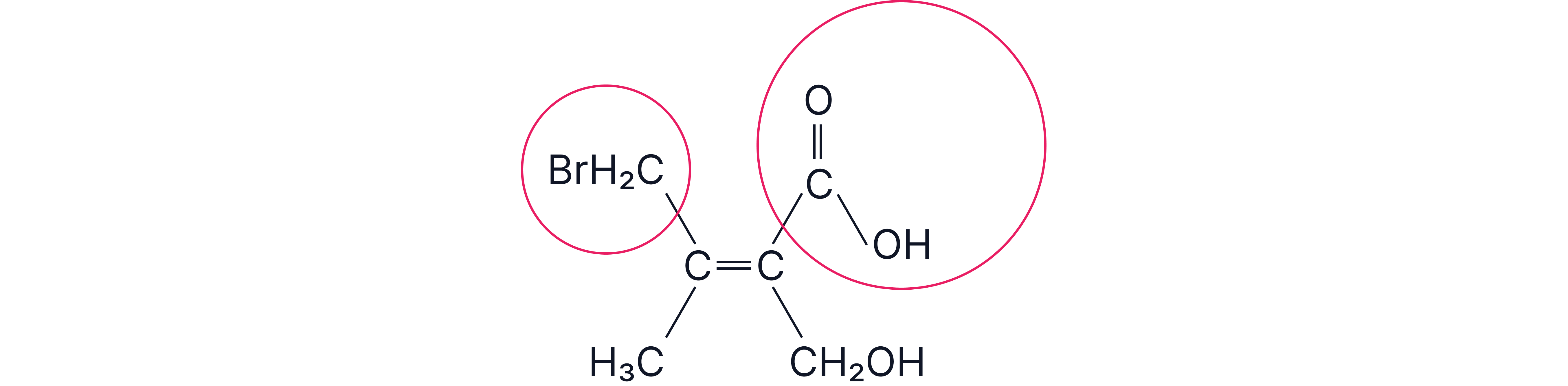 EZ Isomerism Priority Groups Example Chemistry revision note showing the highest priority groups circled on each carbon of a carbon-carbon double bond for determining E/Z isomerism.