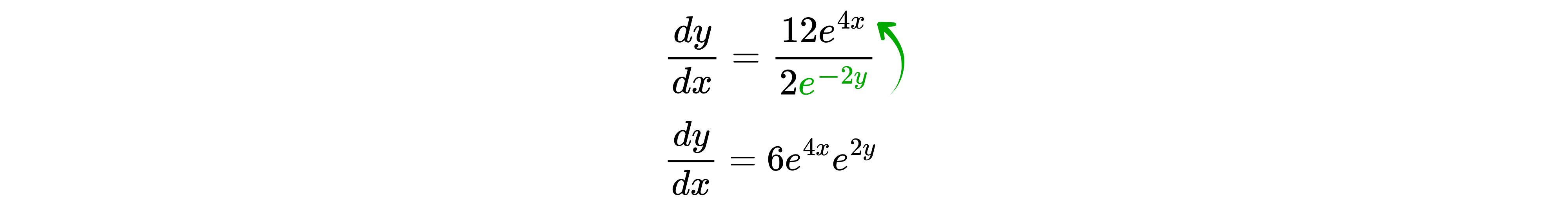 Rearranging the Exponential Term 𝑒^−2𝑦 A curved arrow highlights the exponential factor 𝑒^−2𝑦, indicating it is being moved or substituted during a rearrangement step.