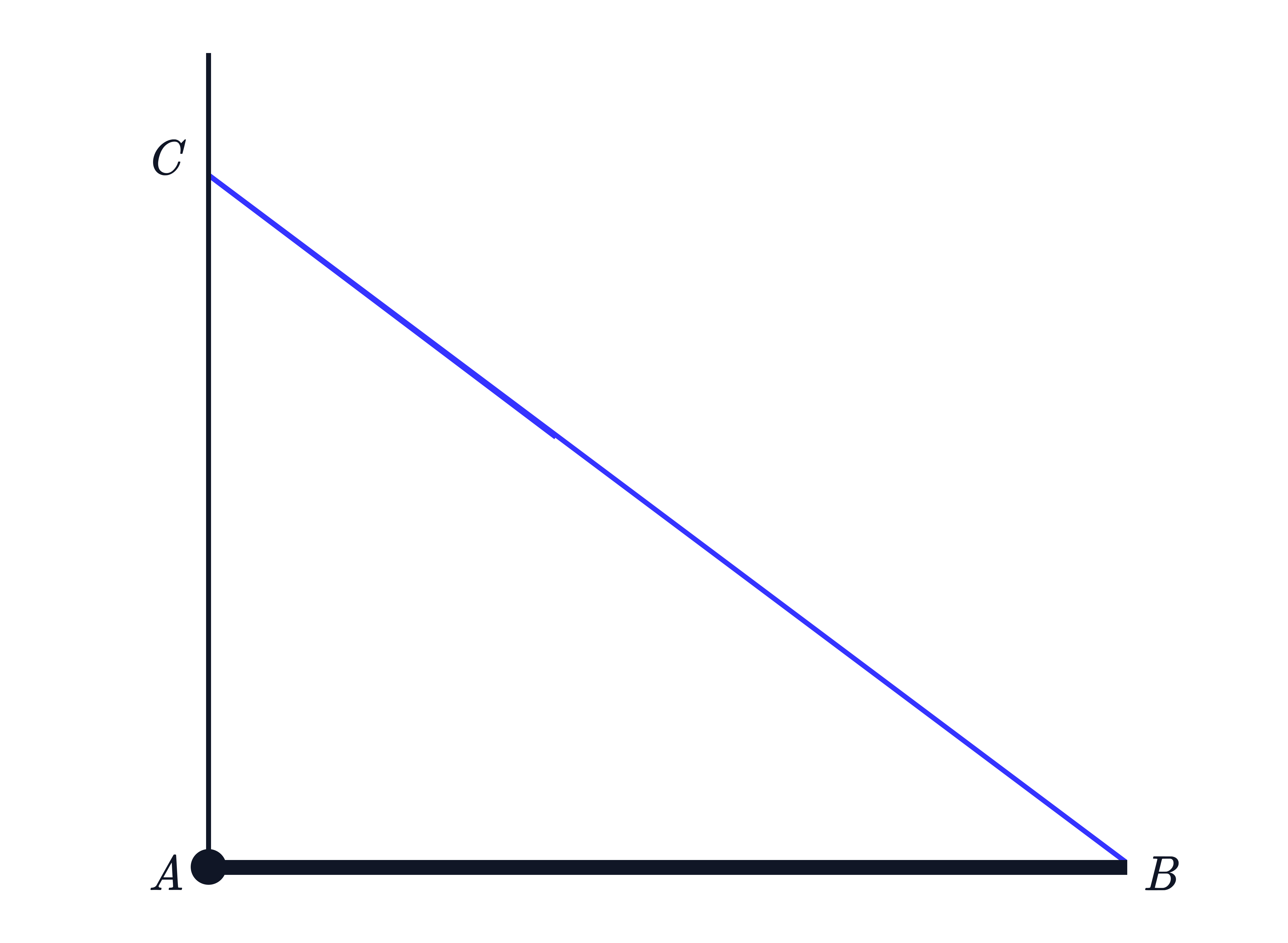 A single straight diagonal line segment is shown, sloping down from left to right, representing a line or vector used in geometry or coordinate diagrams.